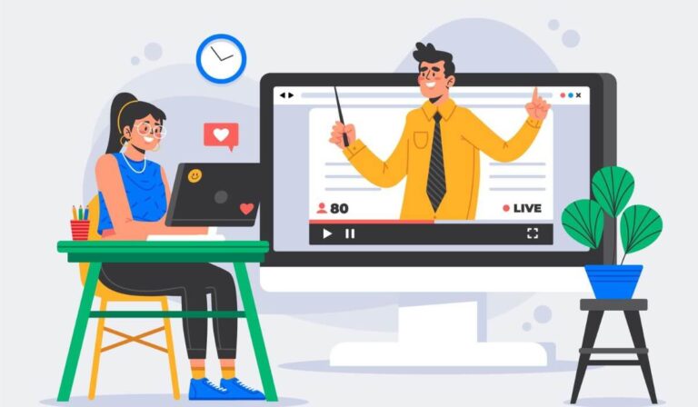 animated image of student learning from online tutor