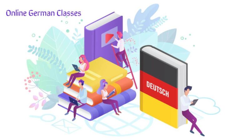 animated image of students taking online german classes