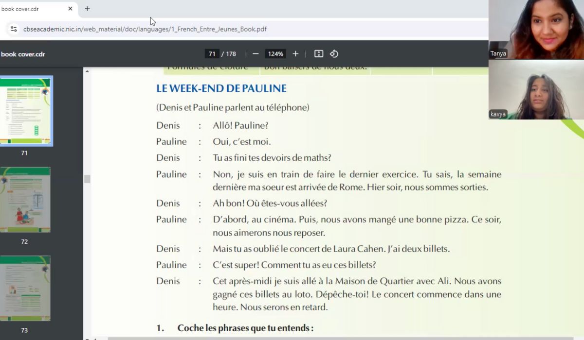 photo of online french class showing online french tutors and student