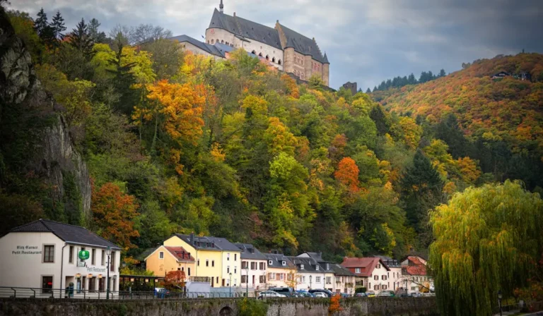 photo of Vianden Castle on Hill over Town in Luxembourg